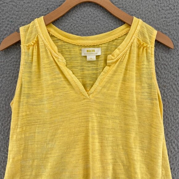 Anthropologie Maeve Top Womens Extra Small Yellow Orchid Ruffle Sleeveless Knit - Picture 2 of 10
